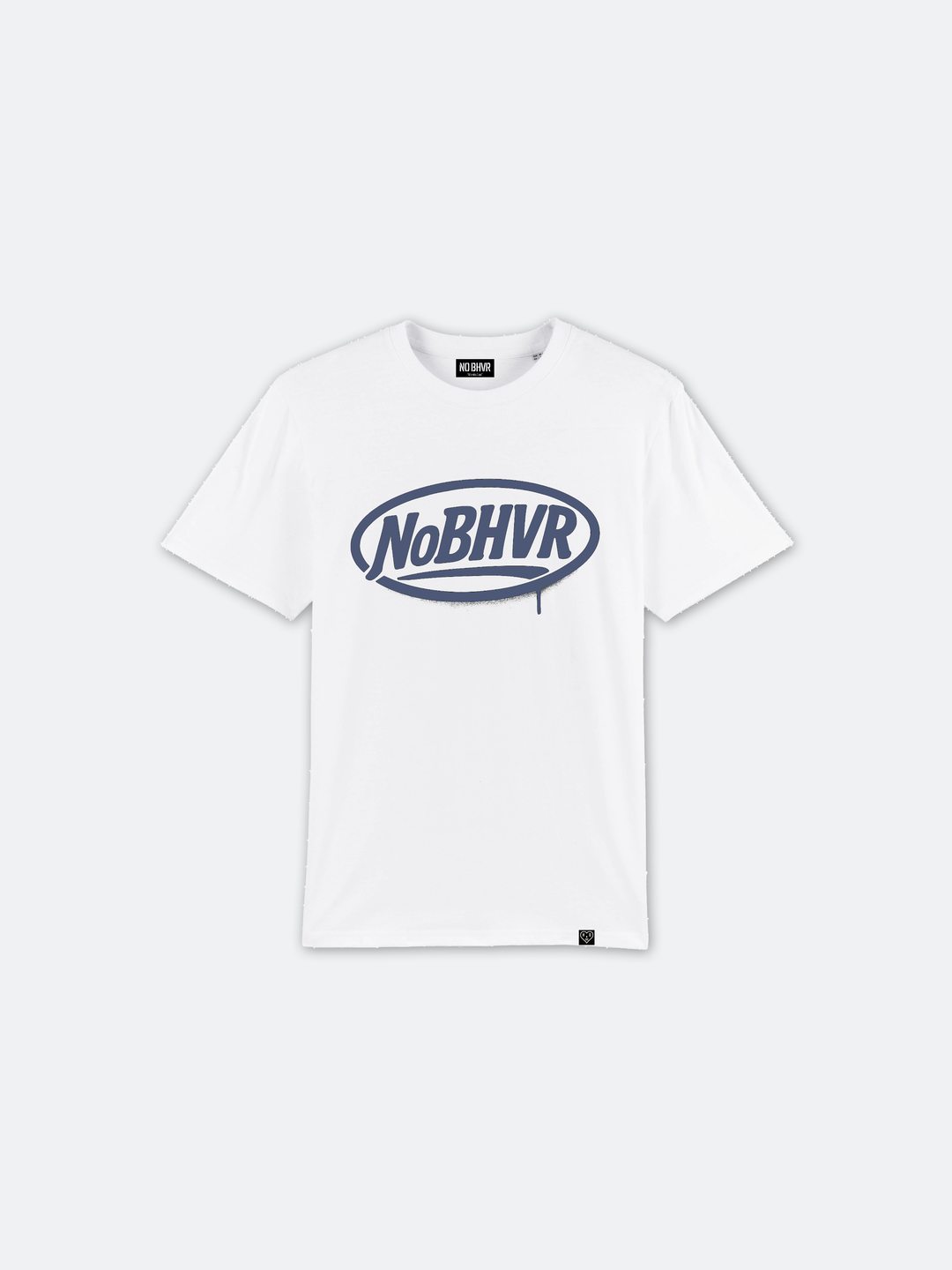 NO BHVR Round Spray Large Print Tee (White/Blue)