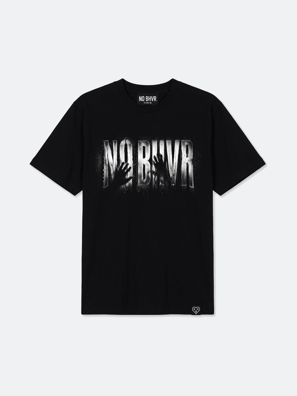 Condensation Lady Tee in black, front view, laid flat – NO BHVR