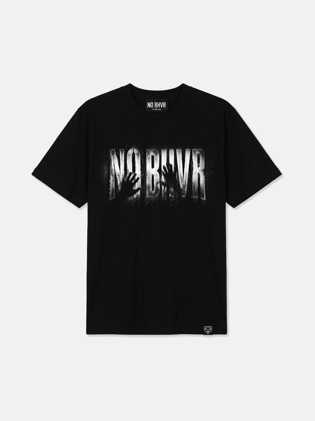 Condensation Lady Tee in black, front view, laid flat – NO BHVR
