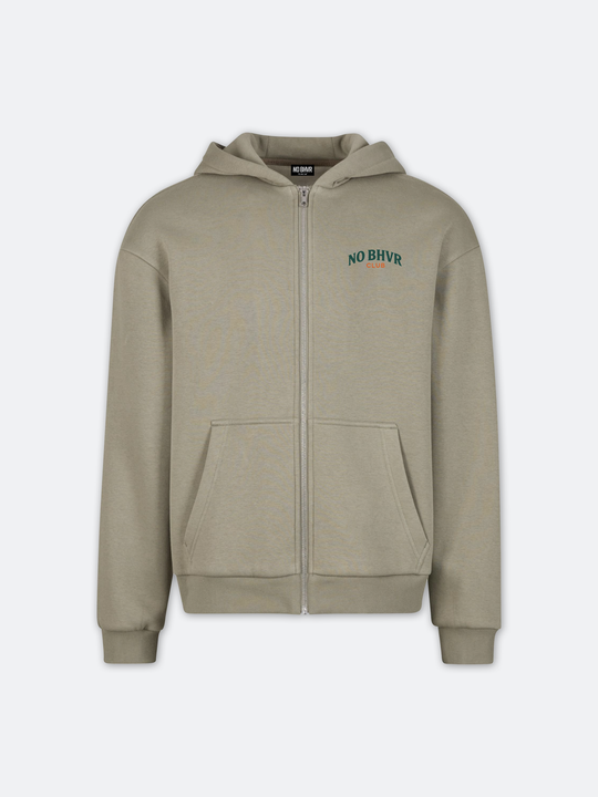 NO BHVR Club Zipped Hoodie (Pale Khaki)